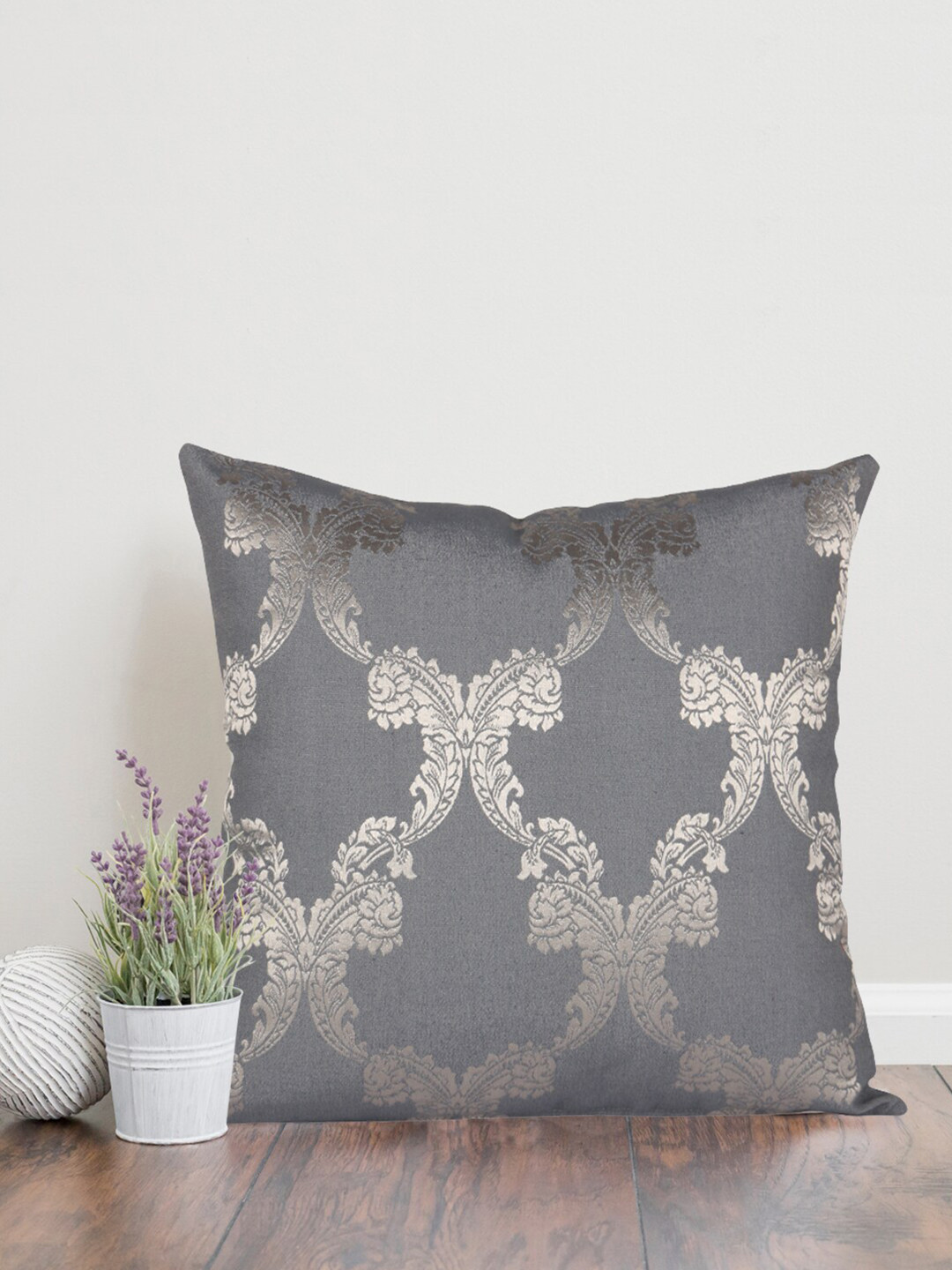 Home Blue Ethnic Motifs Cotton Washable Square Cushion Cover - 20 x 20 Inches