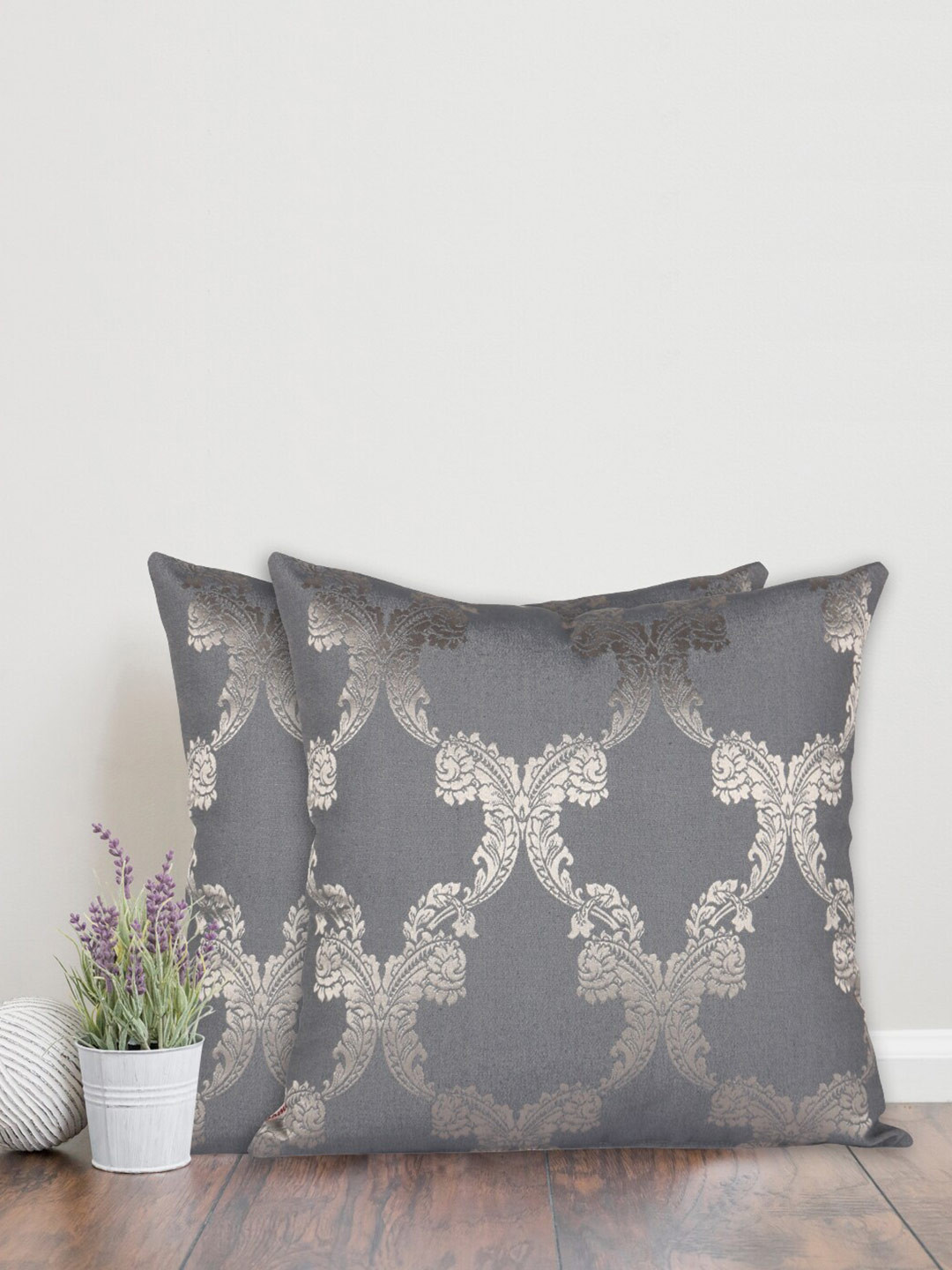 Home the best Blue Ethnic Motifs Polyester Silk Washable 2 Pcs Cushion Covers -18x18In