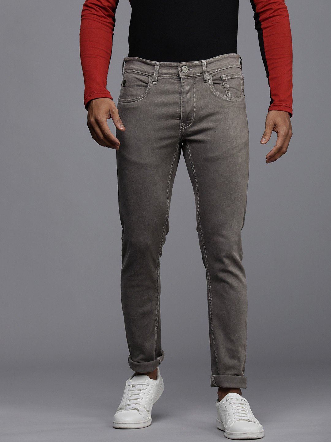 WROGN Men Grey Slim Fit Stretchable Jeans