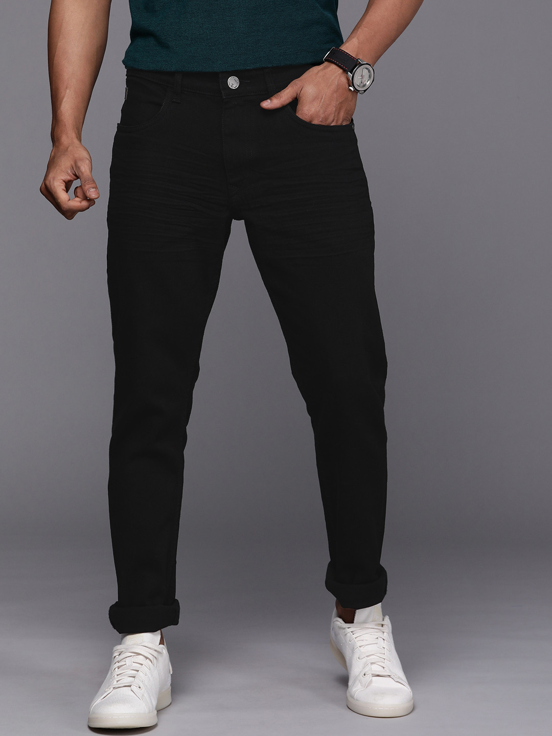 WROGN Men Black Slim Fit Stretchable Jeans