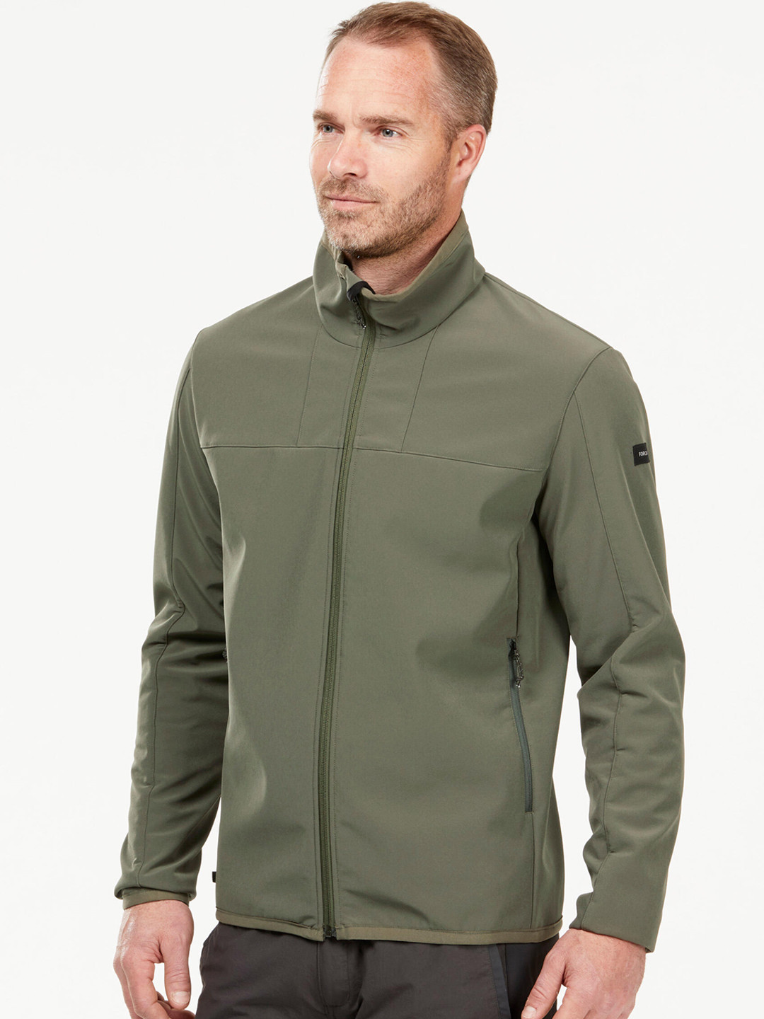 Decathlon Men Olive Green Softshell Warm Windproof Hiking And Trekking Jacket