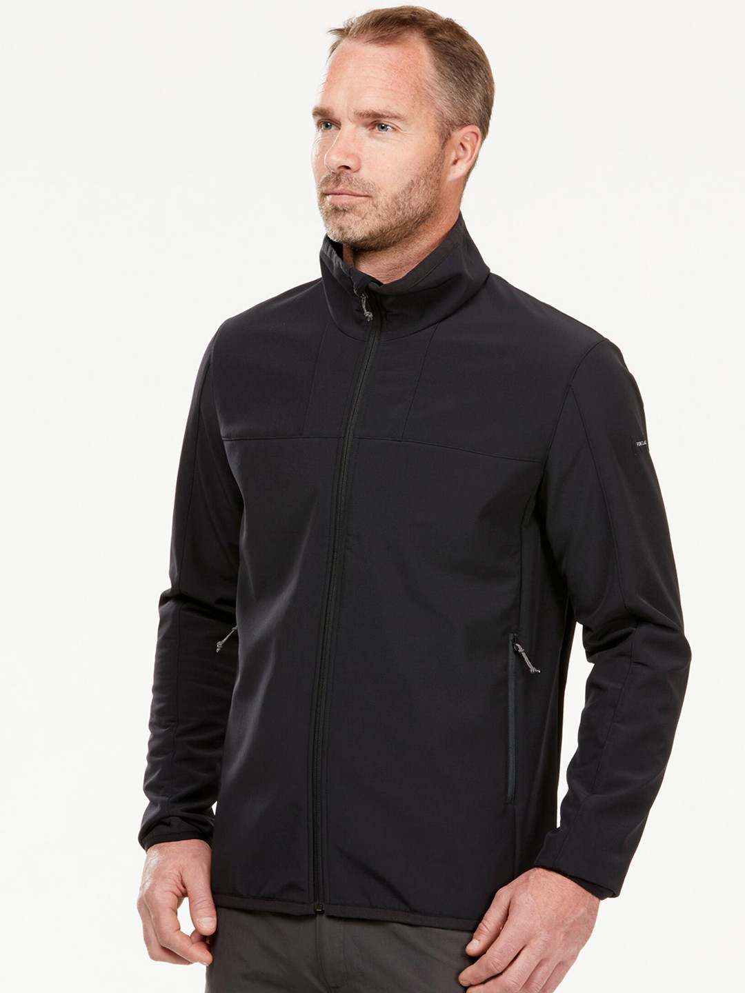 Decathlon Men Black Softshell Windproof Warm Hiking And Trekking Bomber Jacket