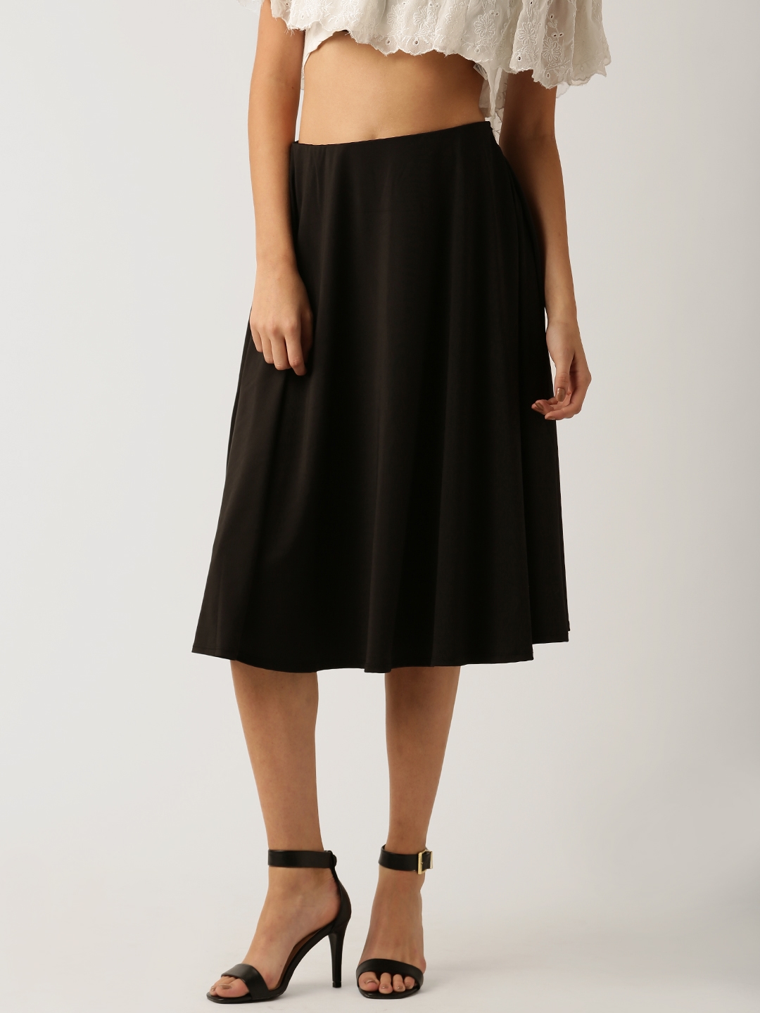 Buy DressBerry Black Flared Midi Skirt - Skirts for Women | Myntra