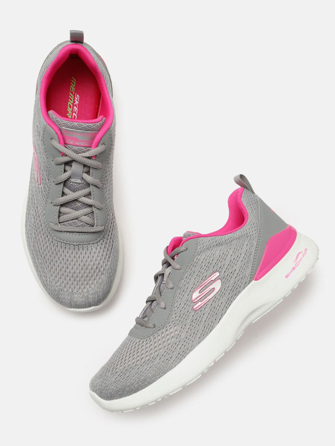 Skechers Women Grey Woven Design Skech-Air Dynamight - Top Prize Sneakers