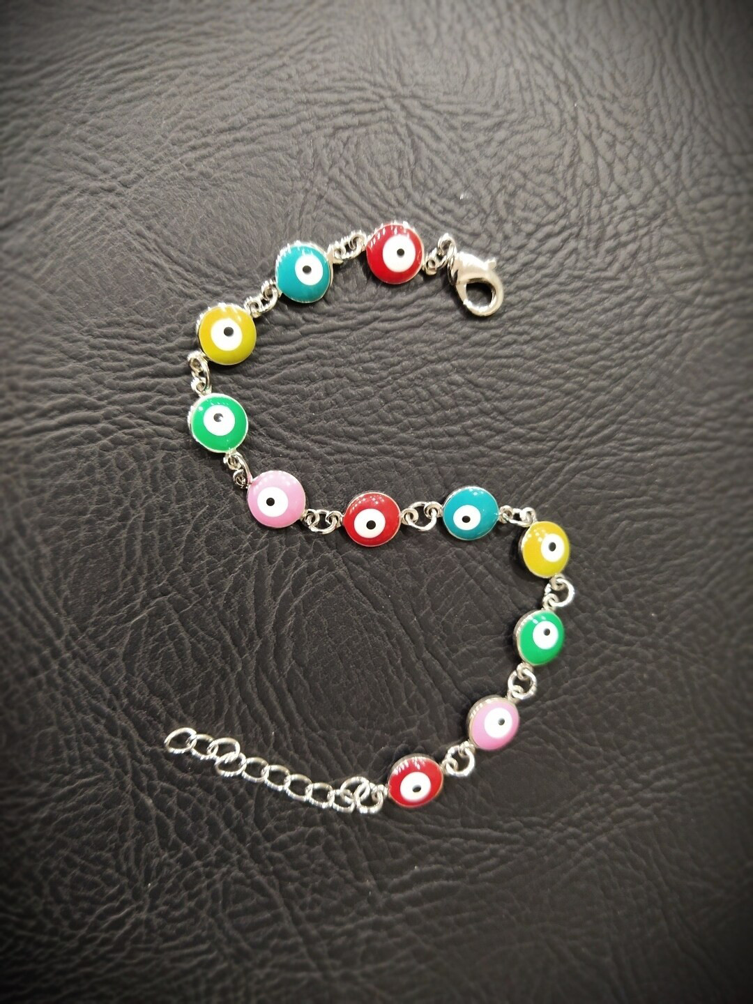 Digital Dress Room Men Silver-Plated Red & Blue Beaded Evil Eye Rakhi Bracelet