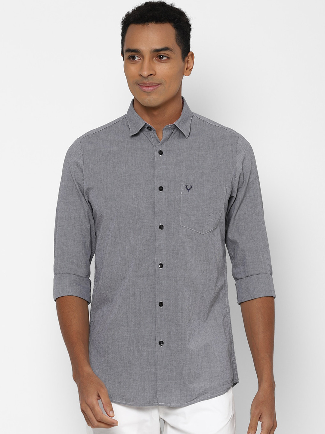 Allen Solly Men Grey Slim Fit Casual Shirt