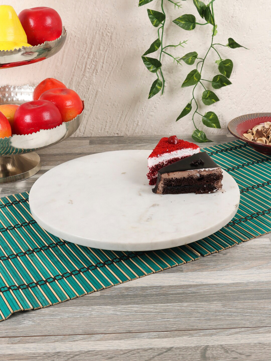 NikkisPride White Solid Lazy Susan Cake Stand