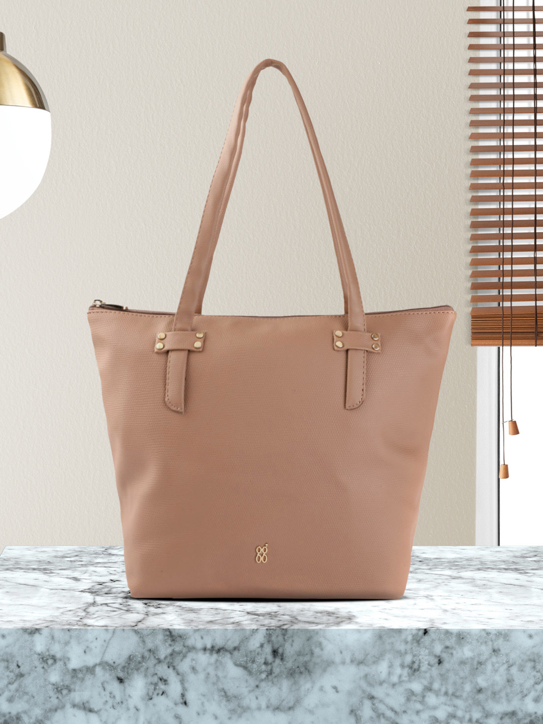 Buy Baggit Beige Snakeskin Textured Structured Tote Bag