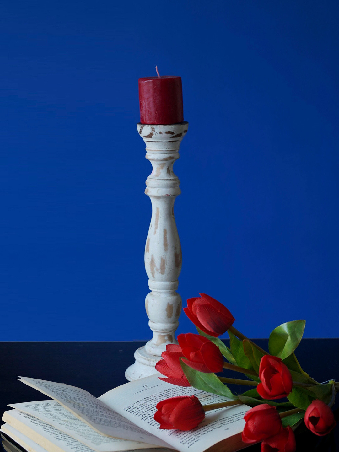 Folkstorys White Handmade Wooden Cup Candle Holder