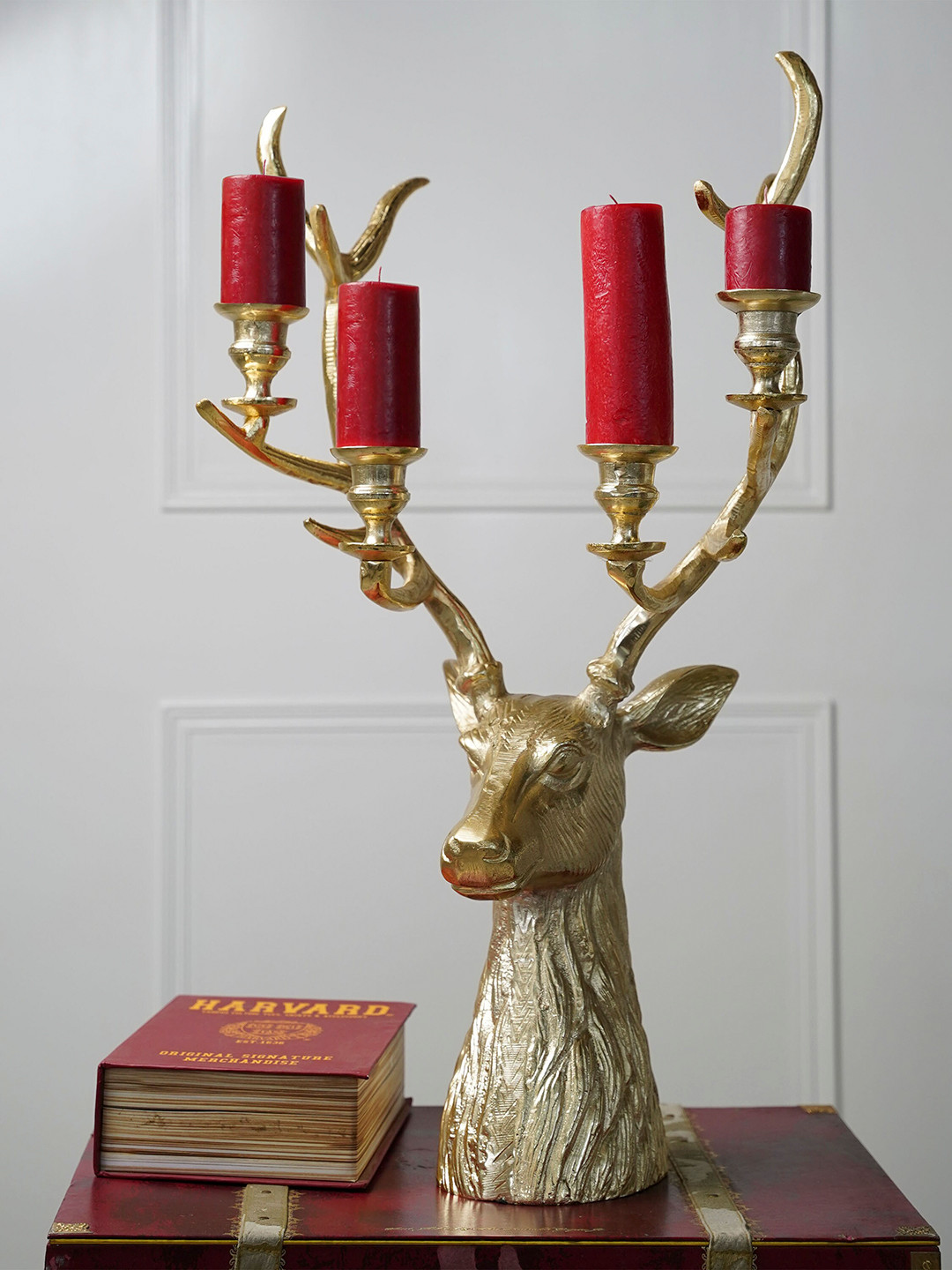 Folkstorys Gold-Toned Hazel Stag Candle Holder