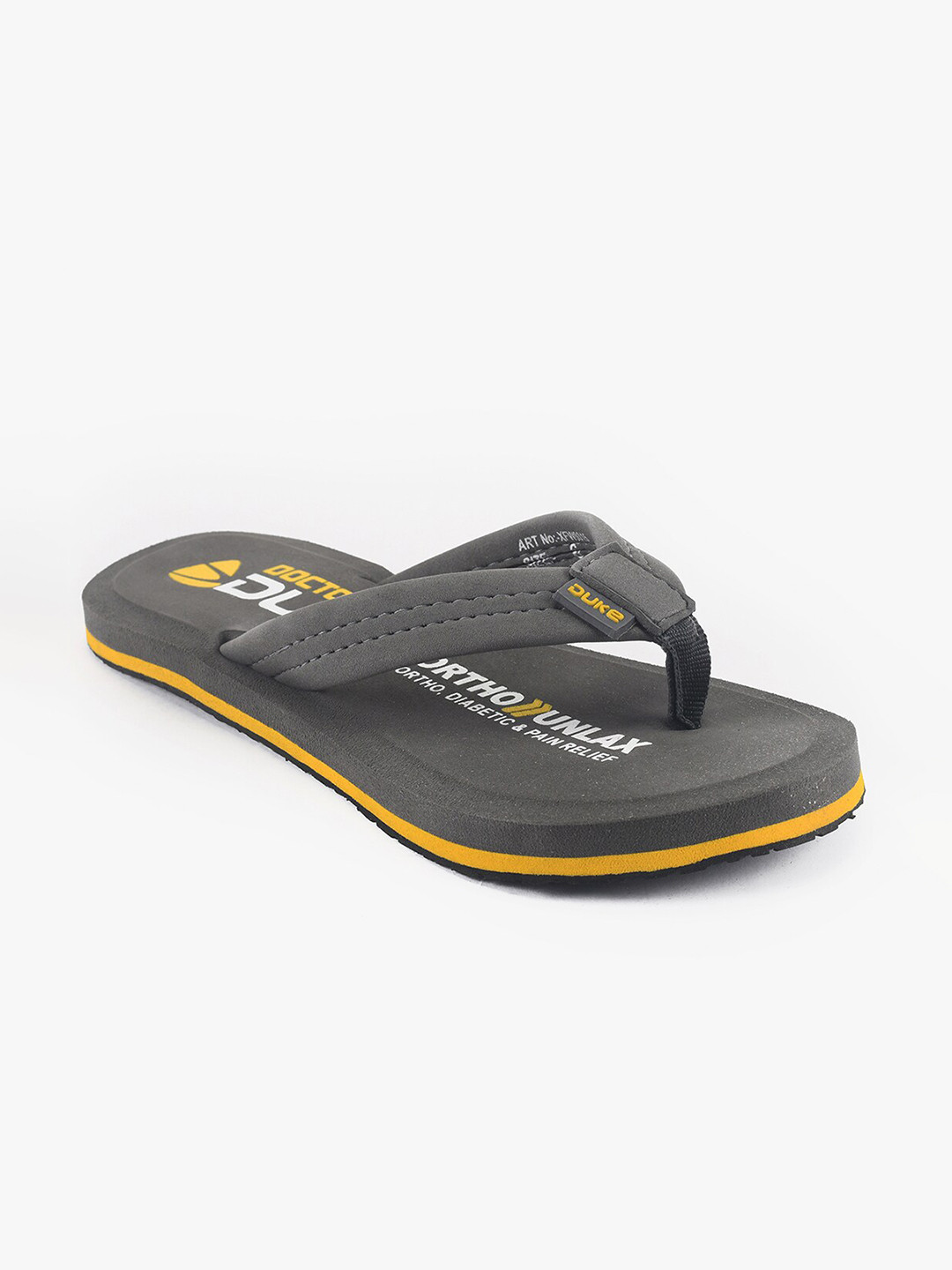 Duke Women Grey & Yellow Printed Slip-On Flipflops