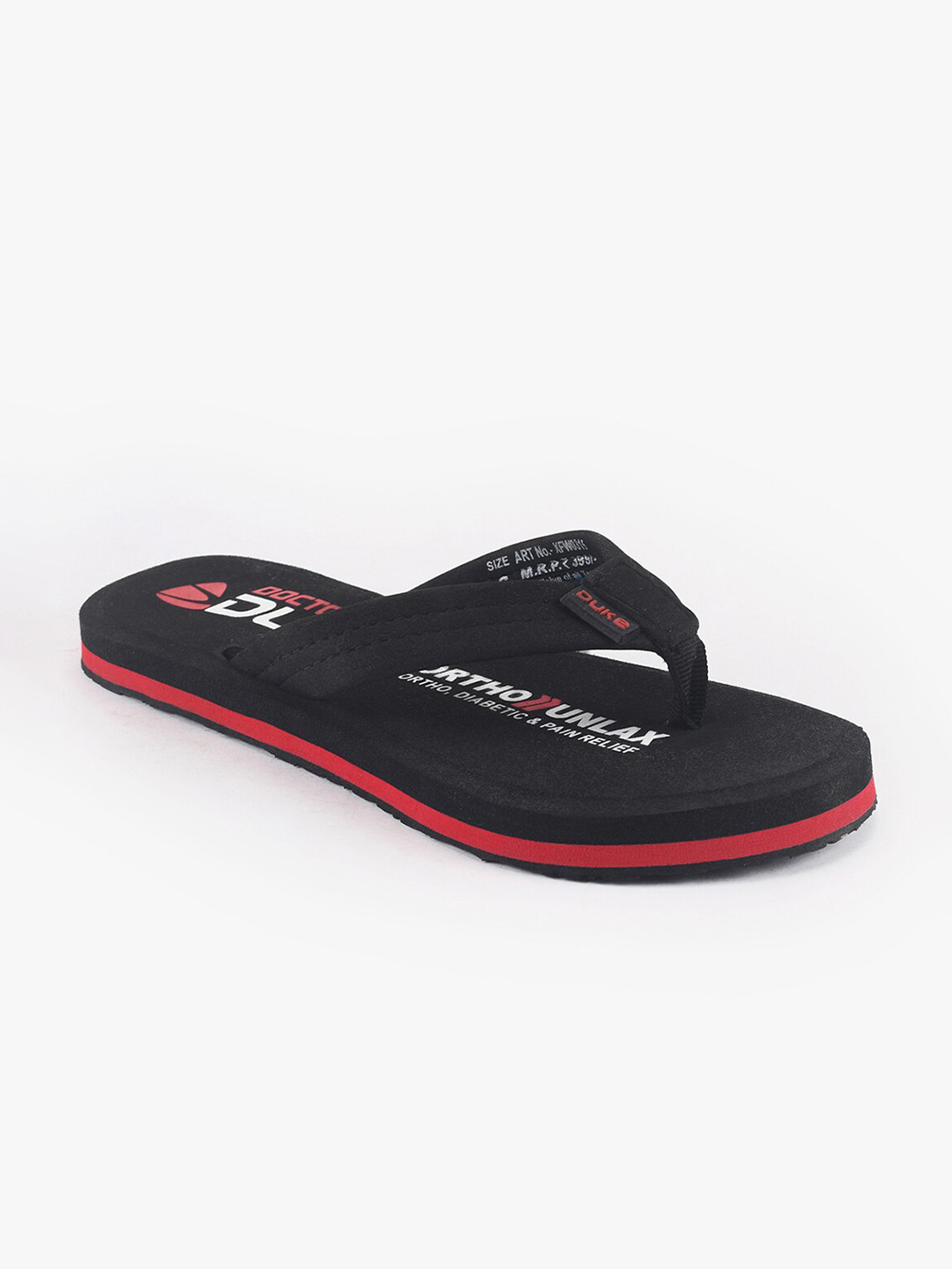 Duke Women Black & Red Solid Flip Flops