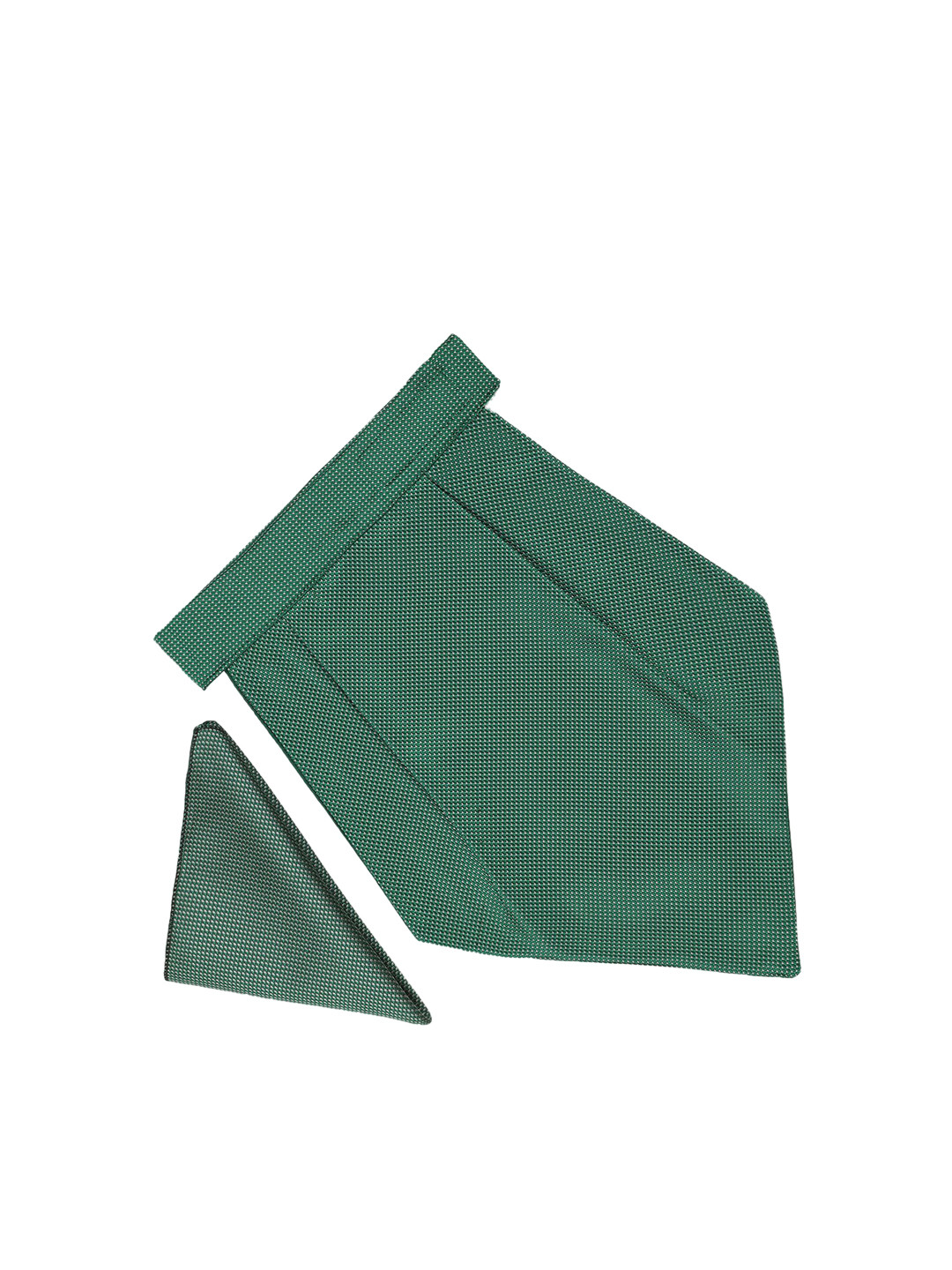 Tossido Men Green Self-Design Cravat Pocket Square Accessory Gift Set