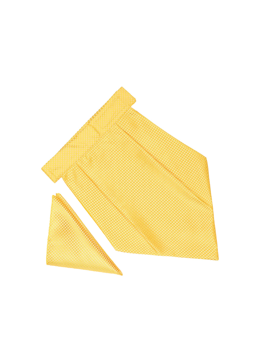 Tossido Men Yellow Self Design Cravat Pocket Square Gift Set