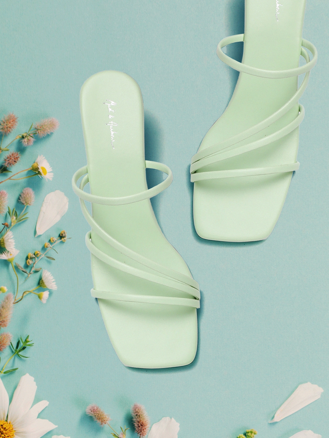 Mast Harbour Mint Green Solid Strappy Wedges