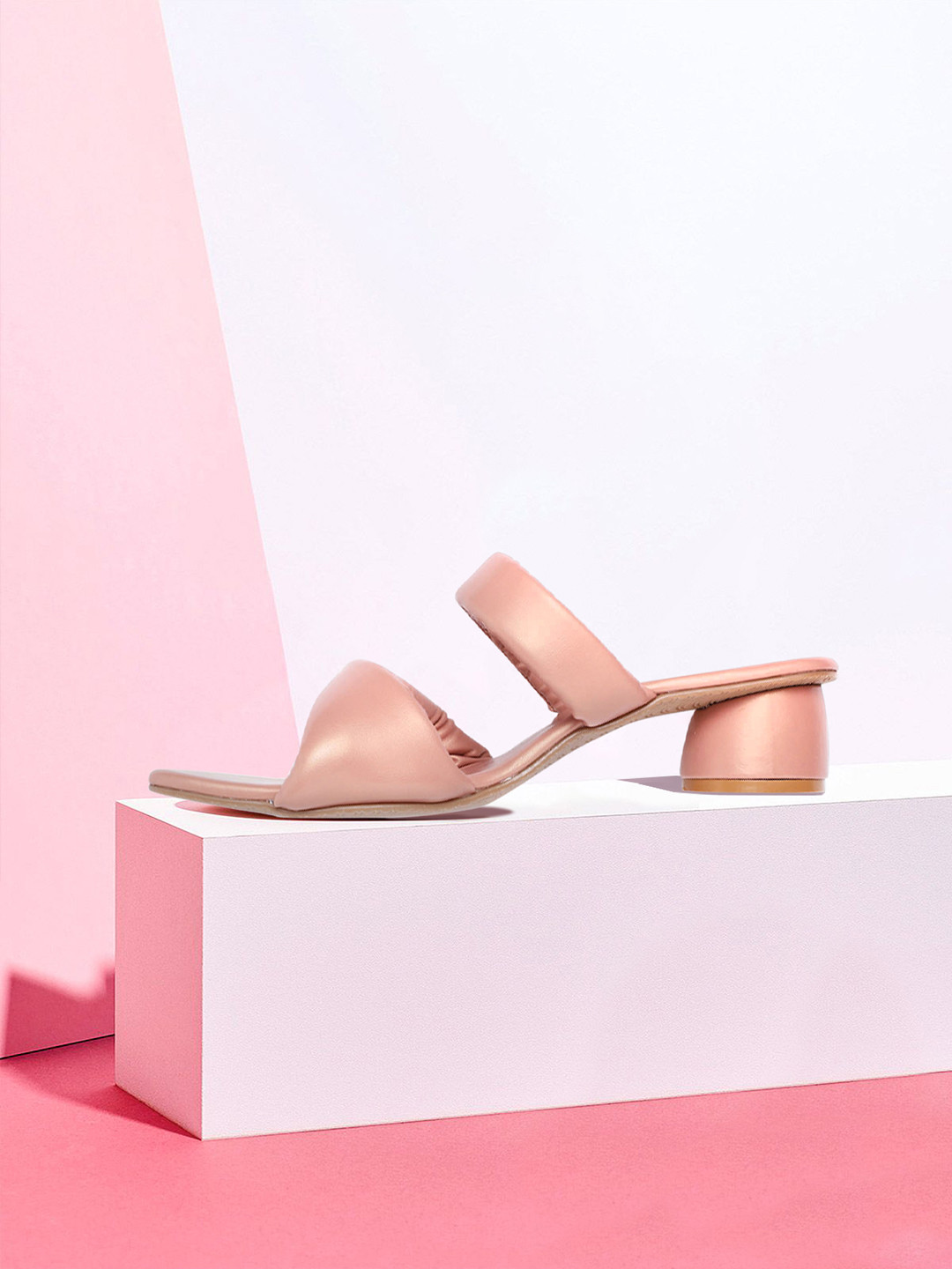 Mast & Harbour Pink Sheen Effect Twisted Detail Block Heels