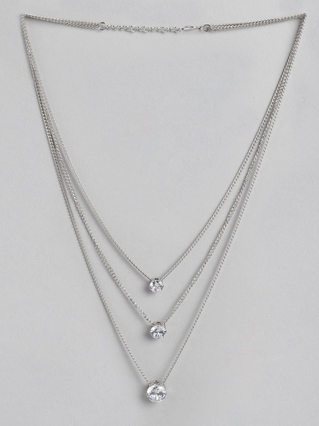 Kord Store Rhodium-Plated Stone Studded Layered Necklace