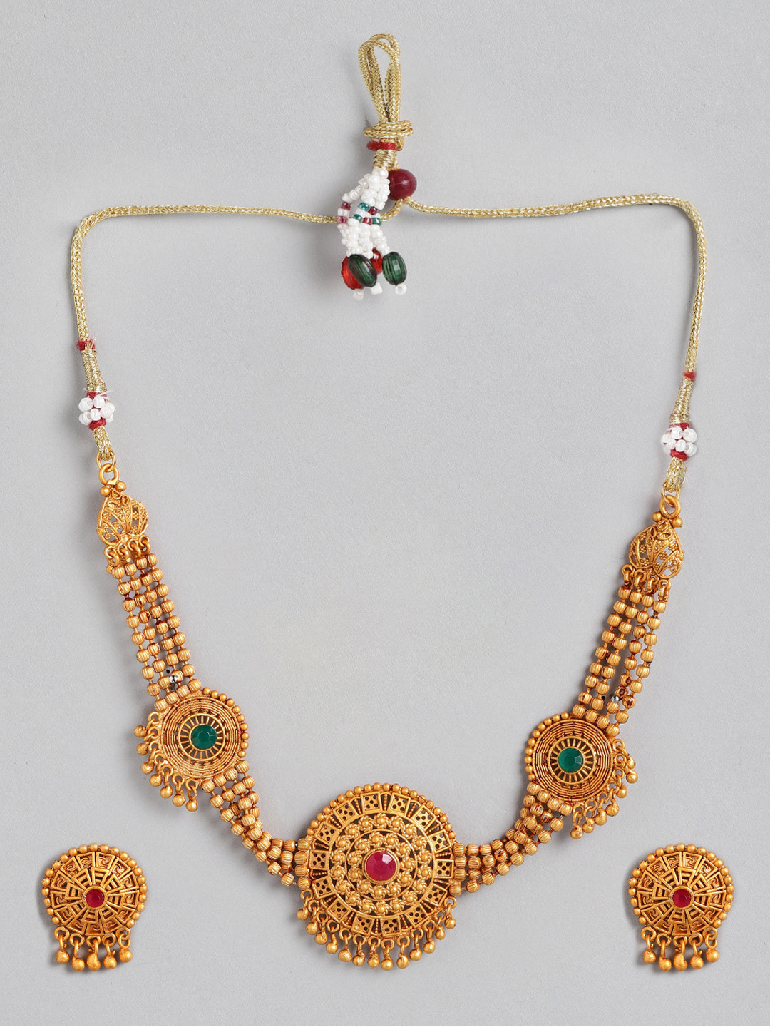 Kord Store Gold Plated Boll Round Shape Choker Necklace Set