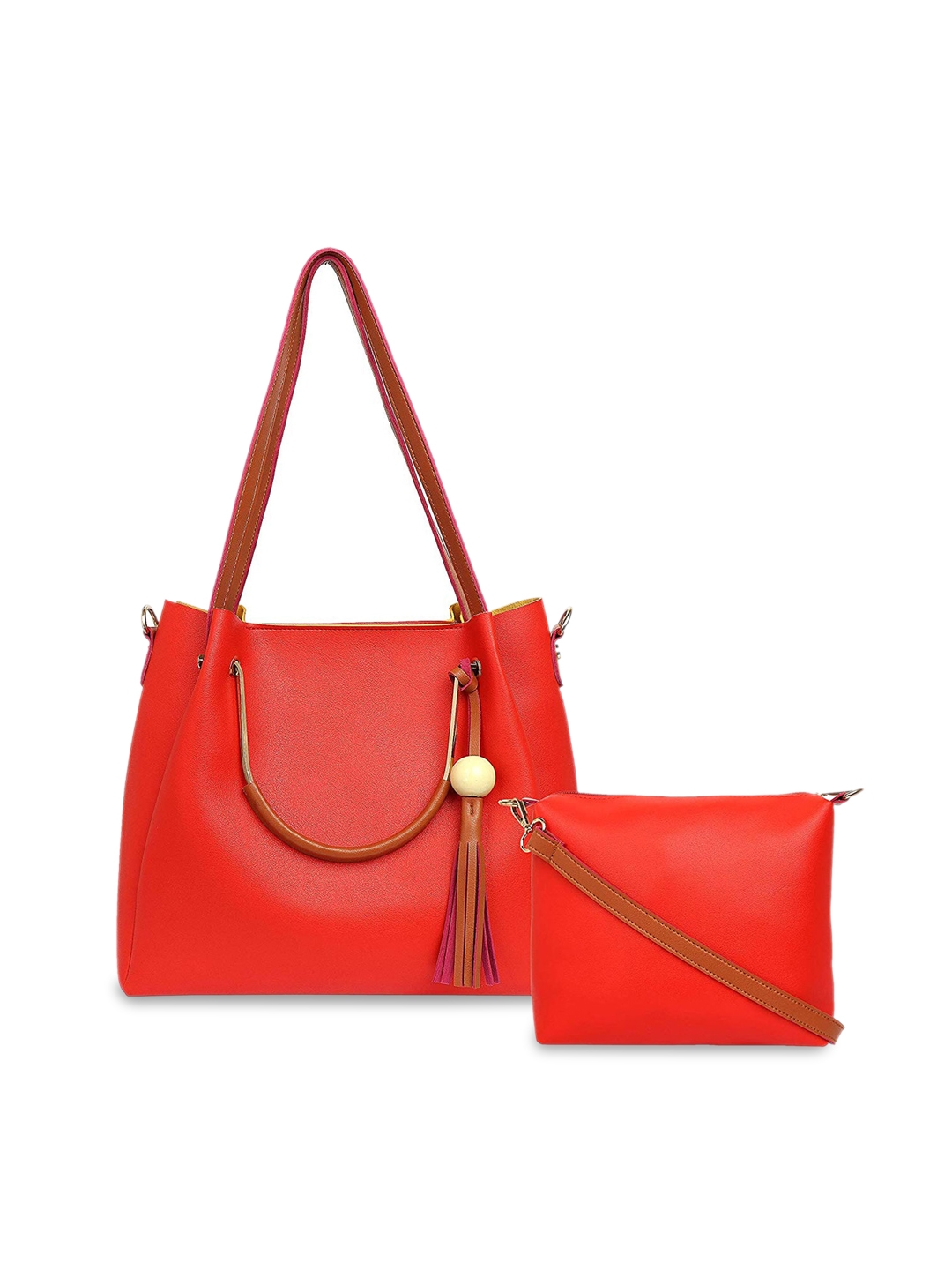 Lychee bags Red Solid PU Shoulder Bag with Sling Bag