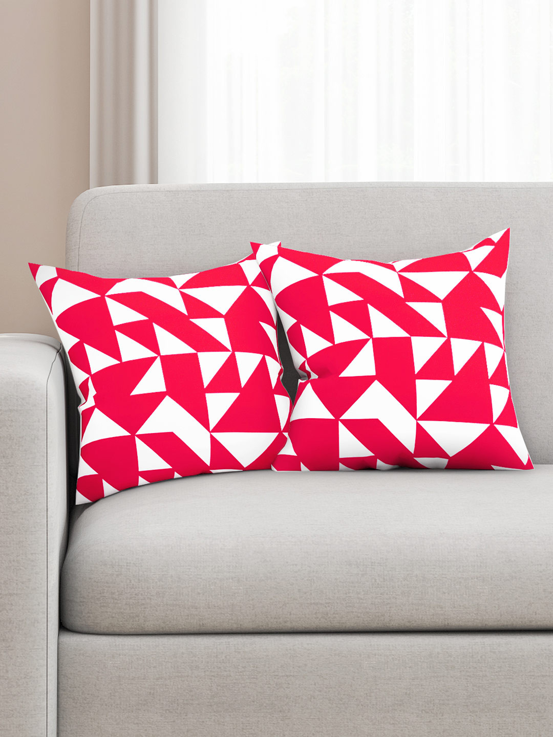 SEJ by Nisha Gupta Pink & White Set of 2 16'' x 16'' Square Cushion Covers