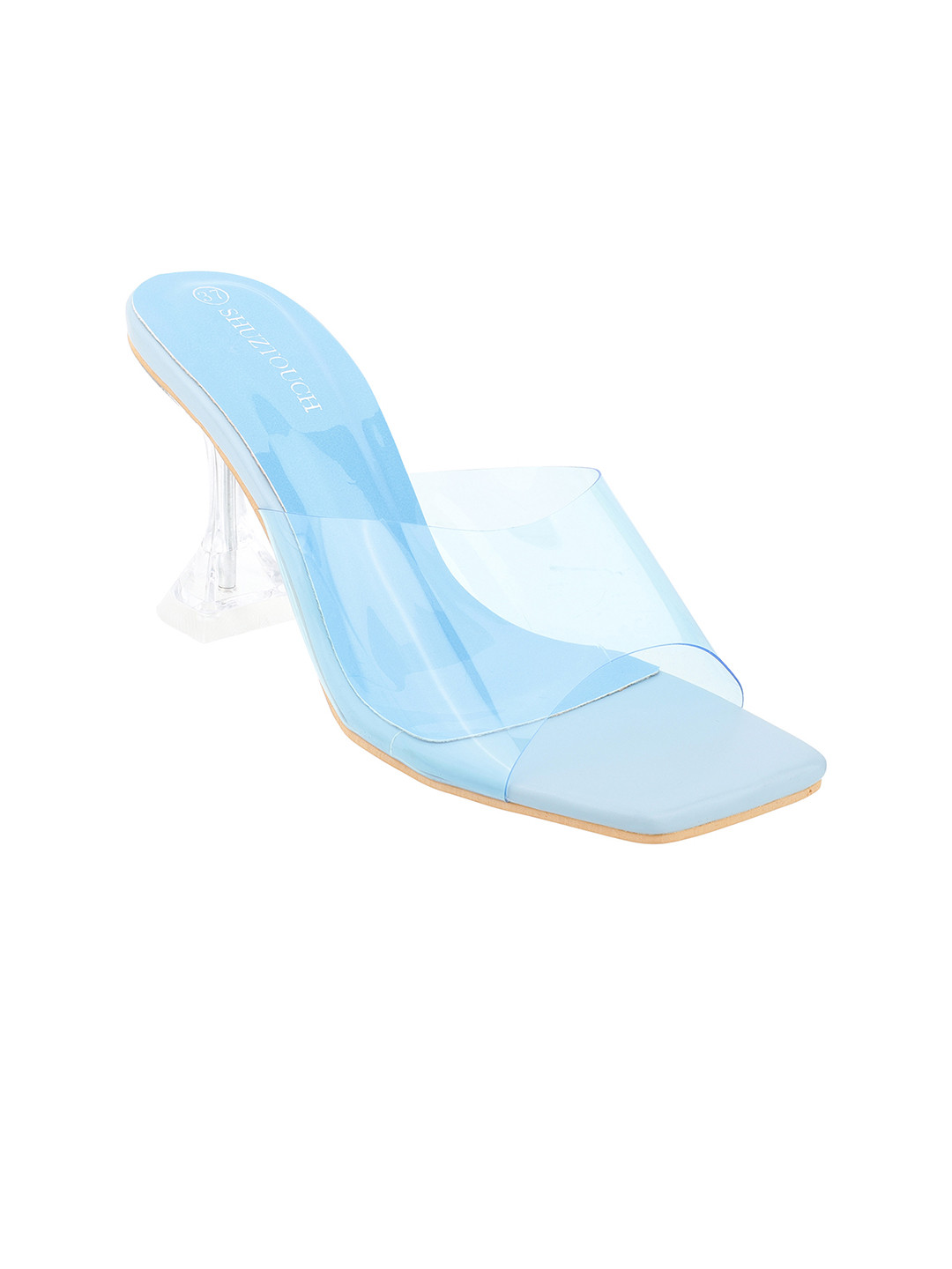 SHUZ TOUCH Blue Solid Slim Heels