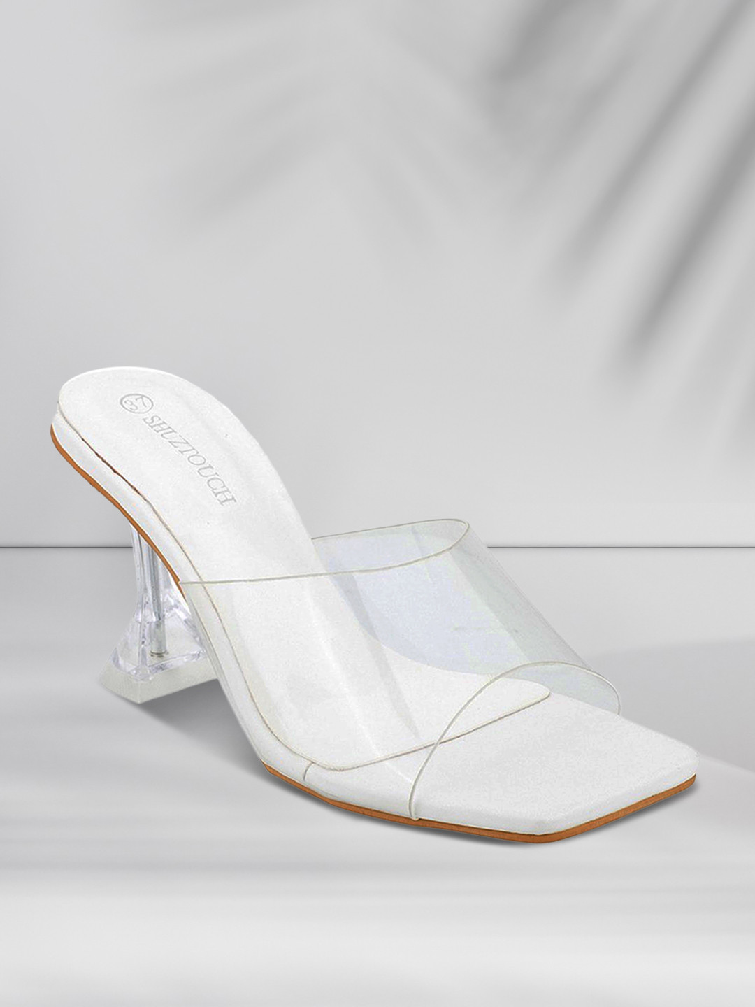 SHUZ TOUCH White Solid Slim Heels