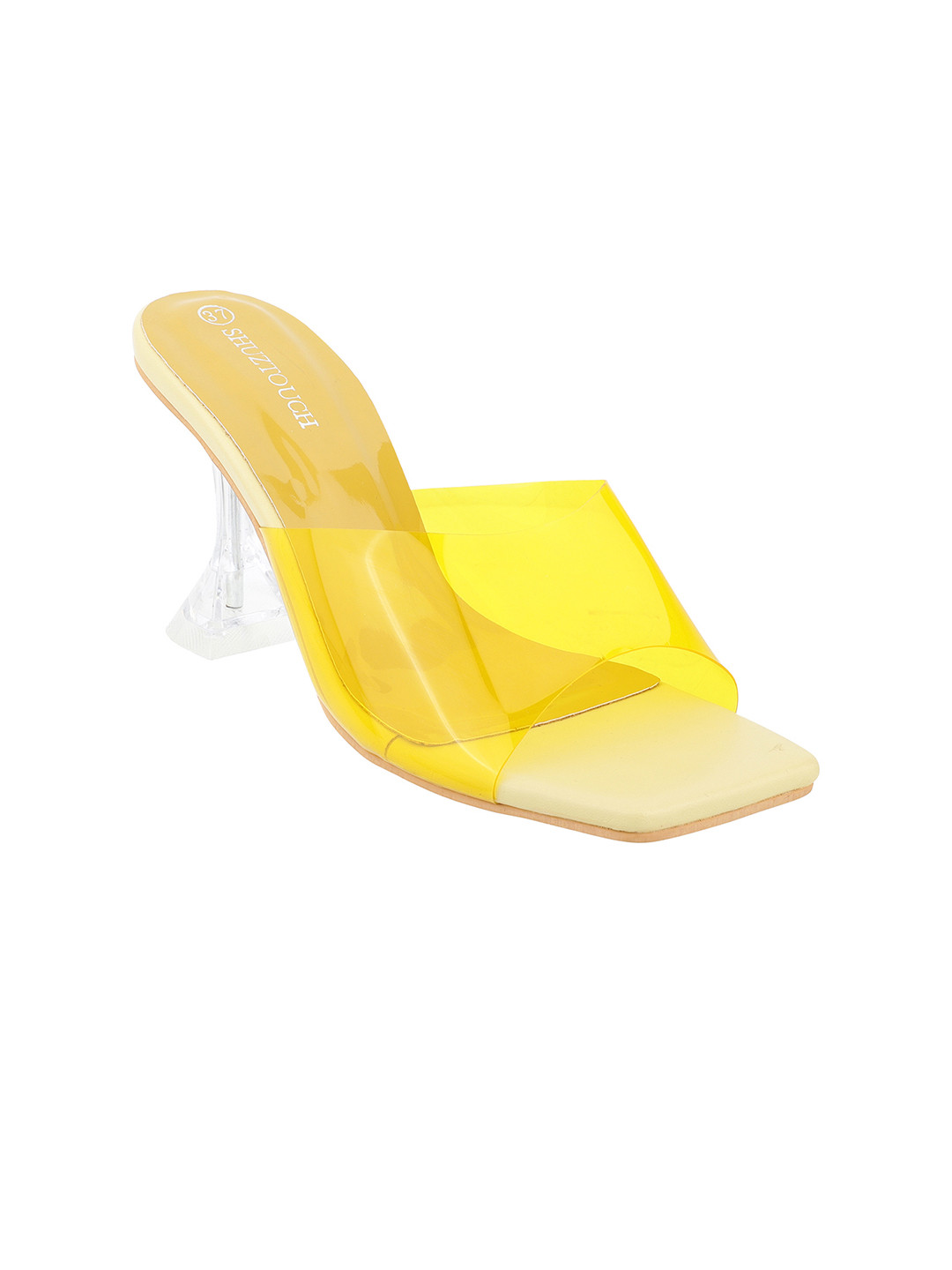 SHUZ TOUCH Yellow Solid Slim Heels