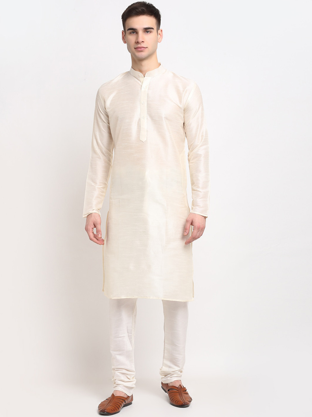 Jompers Men Cream-Coloured Kurta