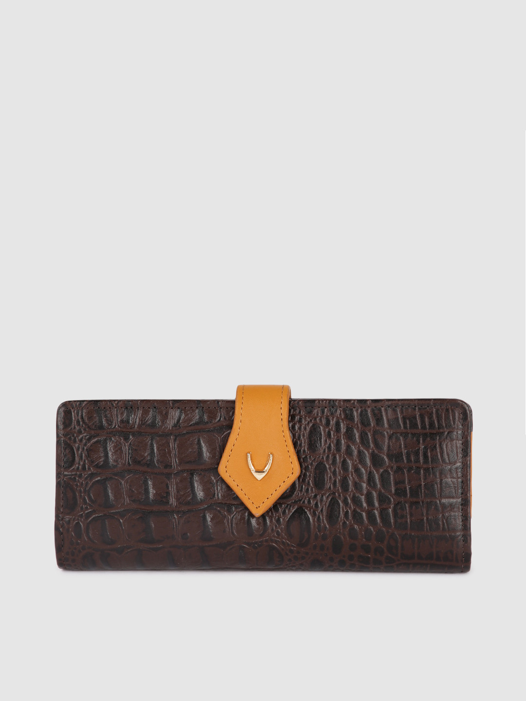 Hidesign Women Coffee Brown Animal Textured Leather Two Fold Wallet
