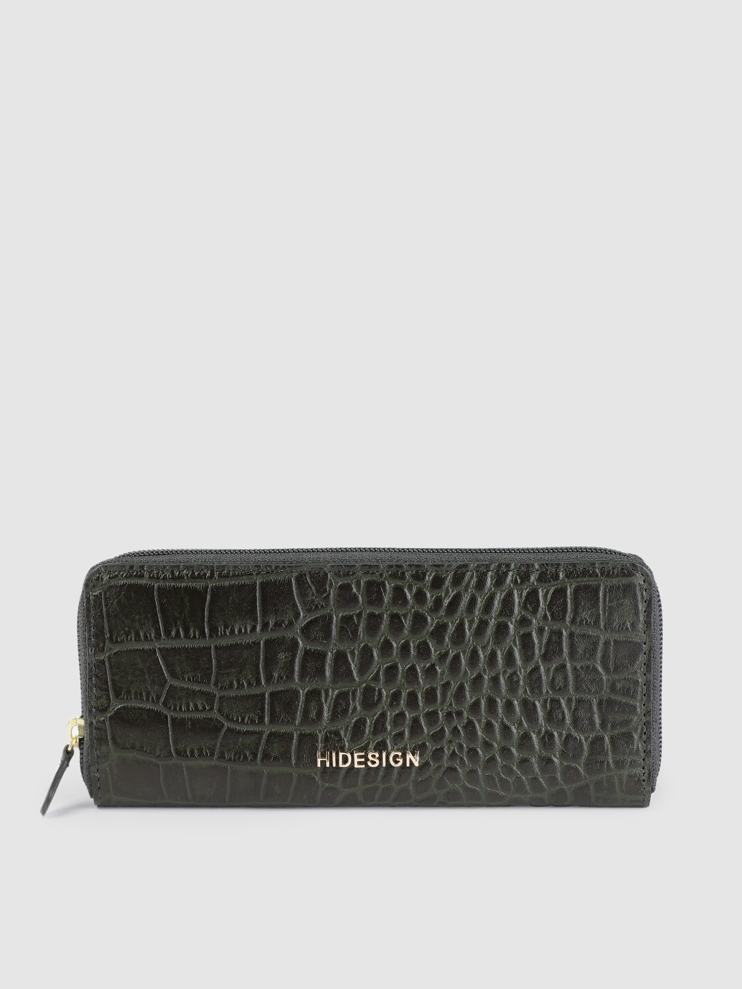 Hidesign Women Green Textured Leather Zip Around Wallet