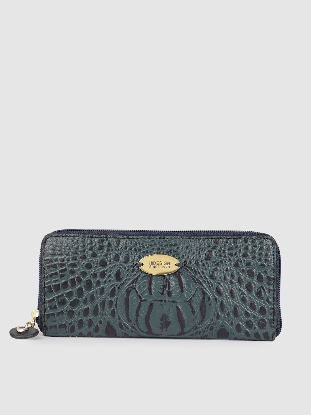 Hidesign Women Blue Animal Textured Leather Zip Around Wallet