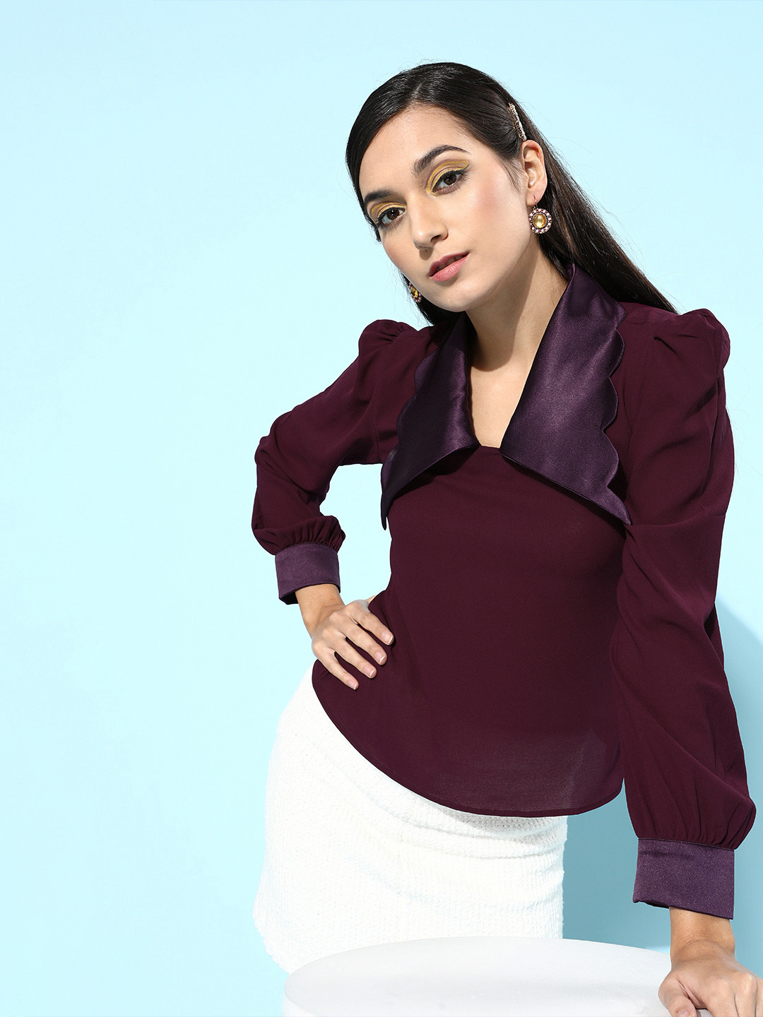 MISH Women Charming Maroon Sleek Top