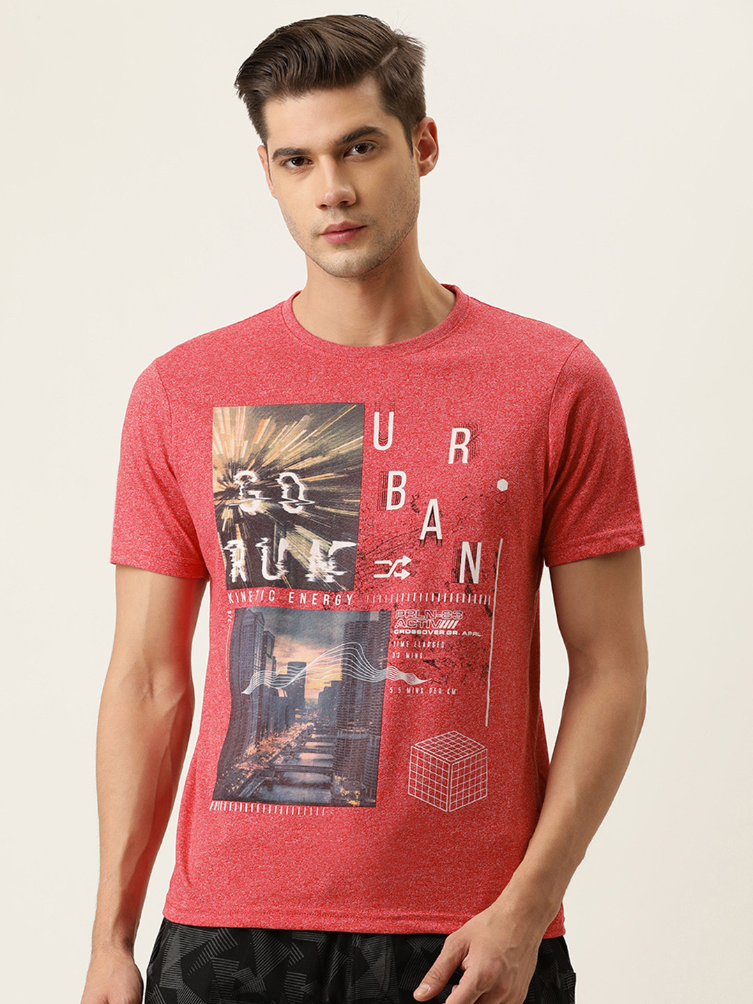 Proline Active Men Red Printed T-shirt