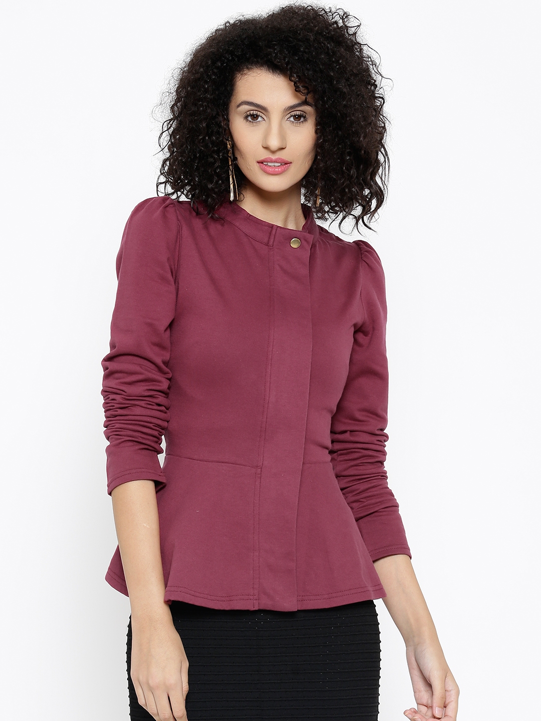 Burgundy peplum clearance jacket