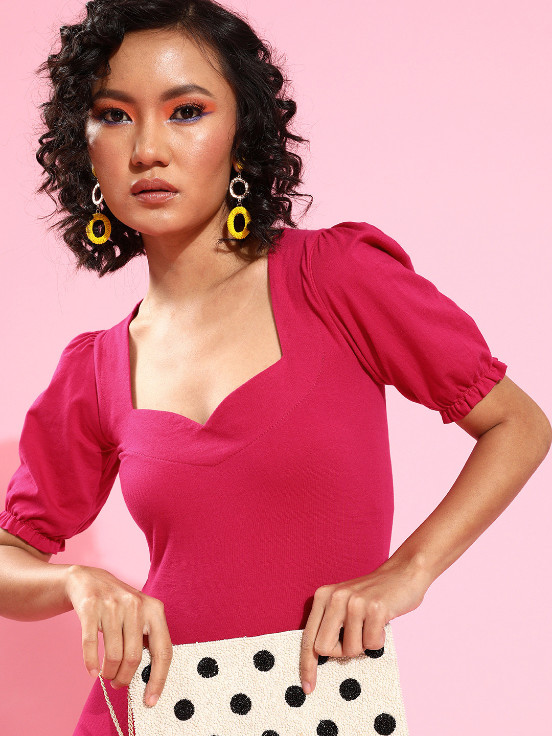 Cation Women Pretty Pink Solid Waisted Dress