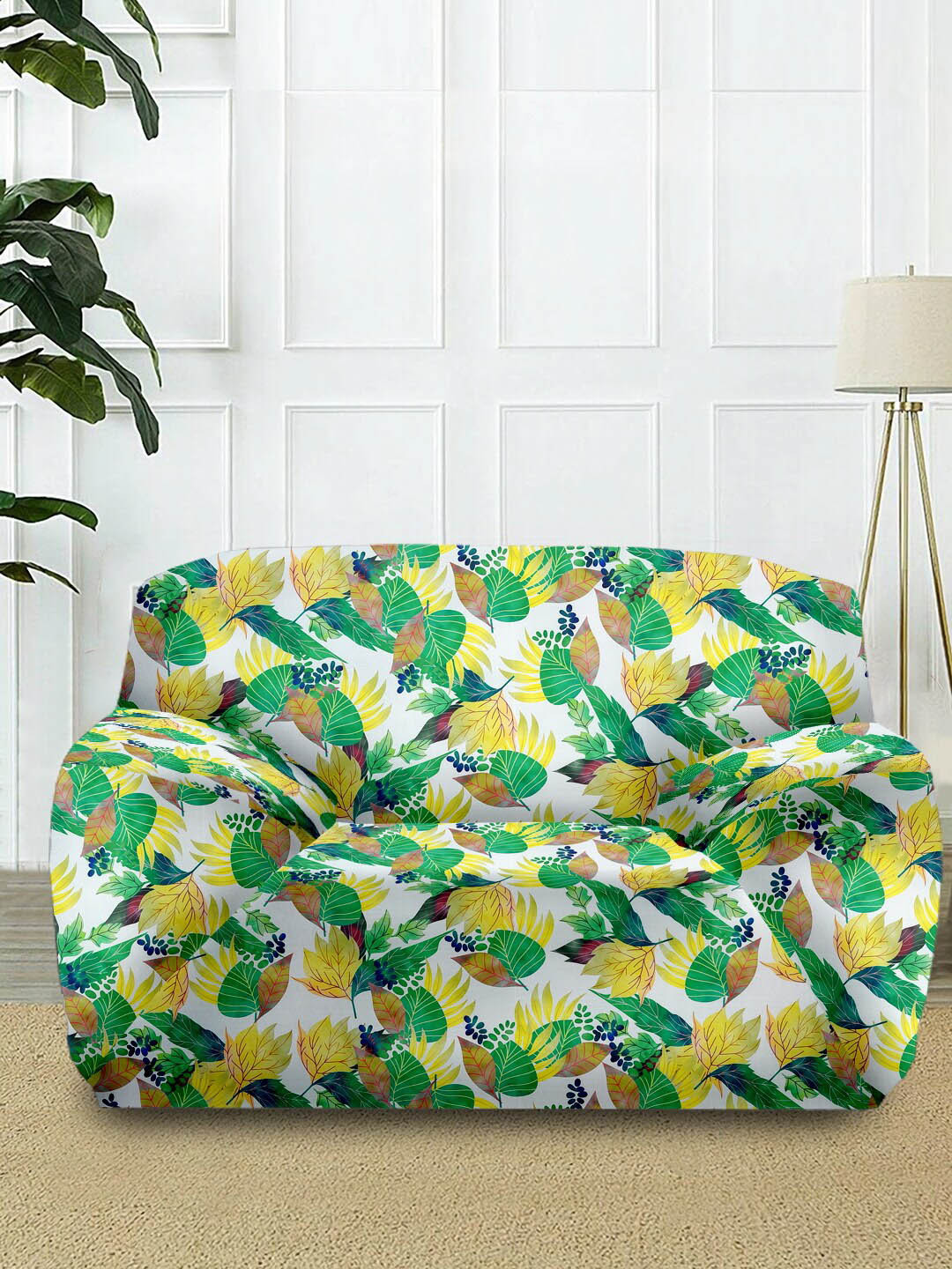 Cortina Green & Yellow Printed Sofa Cover
