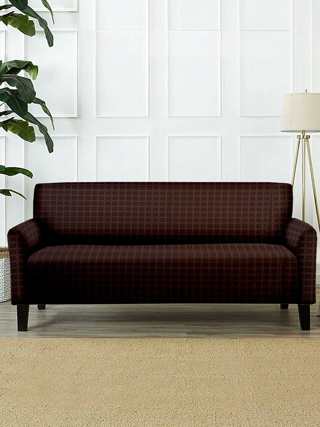 Cortina Brown Checked 2-Seater Sofa Covers