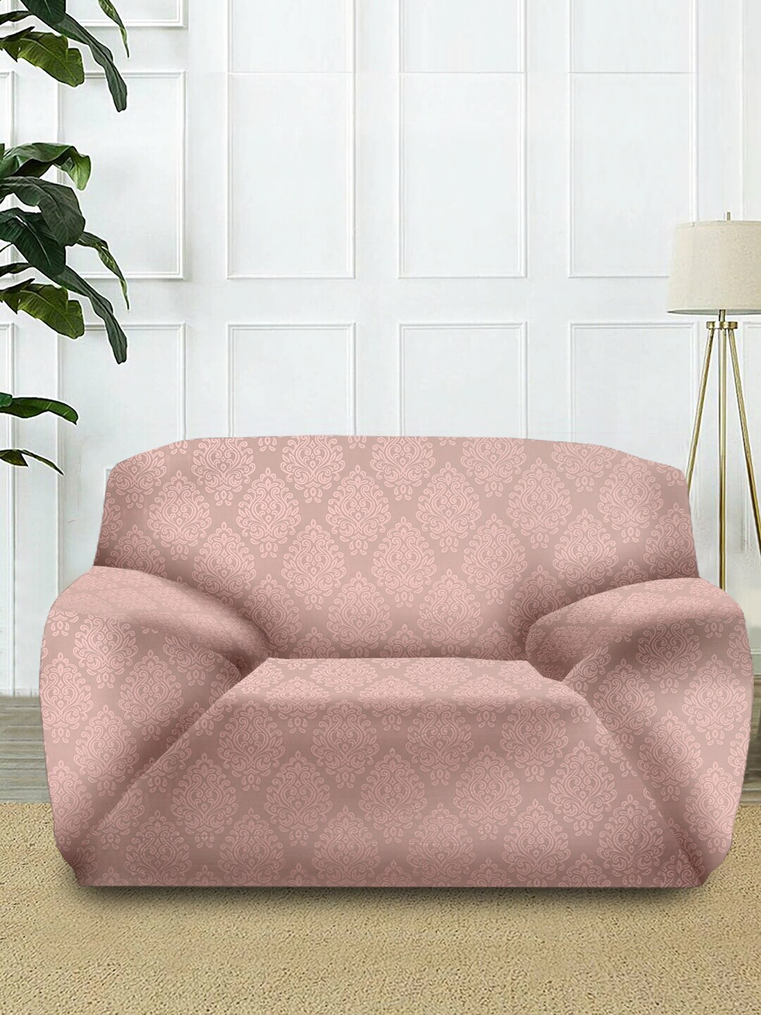 Cortina Pink Printed Single-Seater Sofa Cover