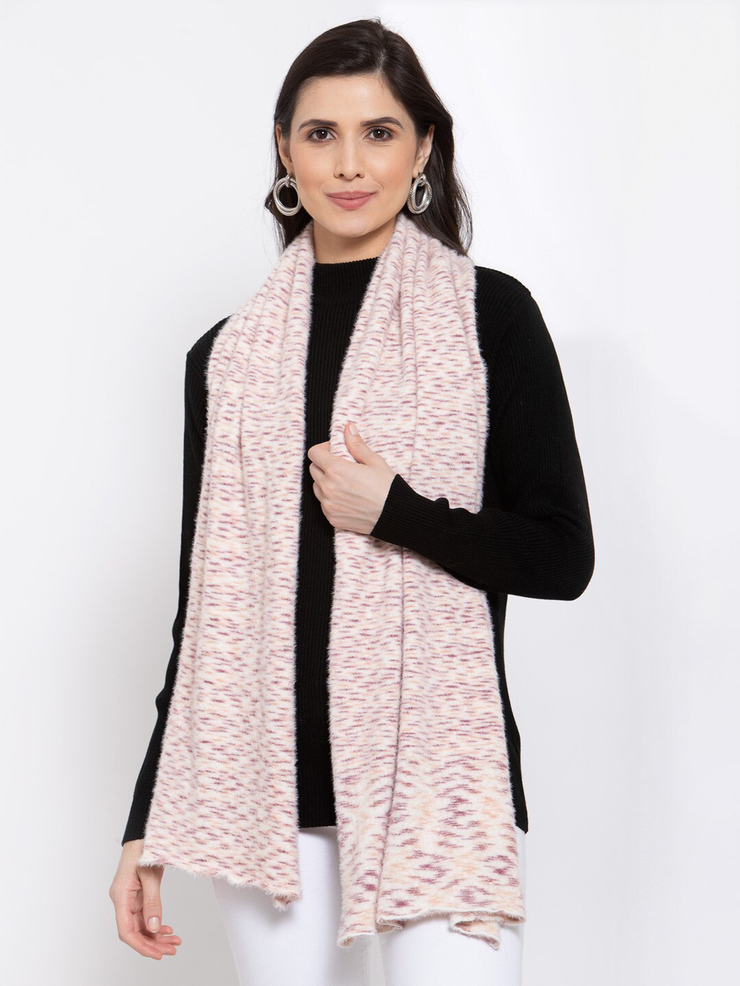 513 Women Beige & Burgundy Printed Stole