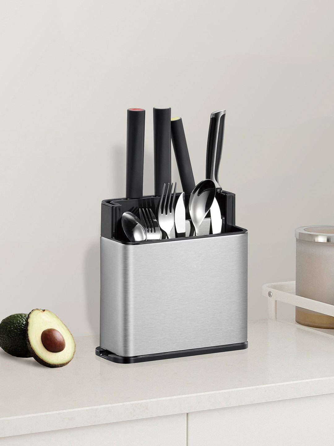 OBSESSIONS Steel-Toned Solid Cutlery Holder