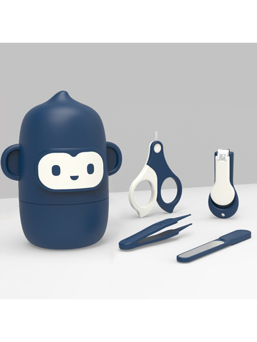 GUCHIGU Infants Kids Set Of 4 Blue & White Manicure Set Baby Care Kit