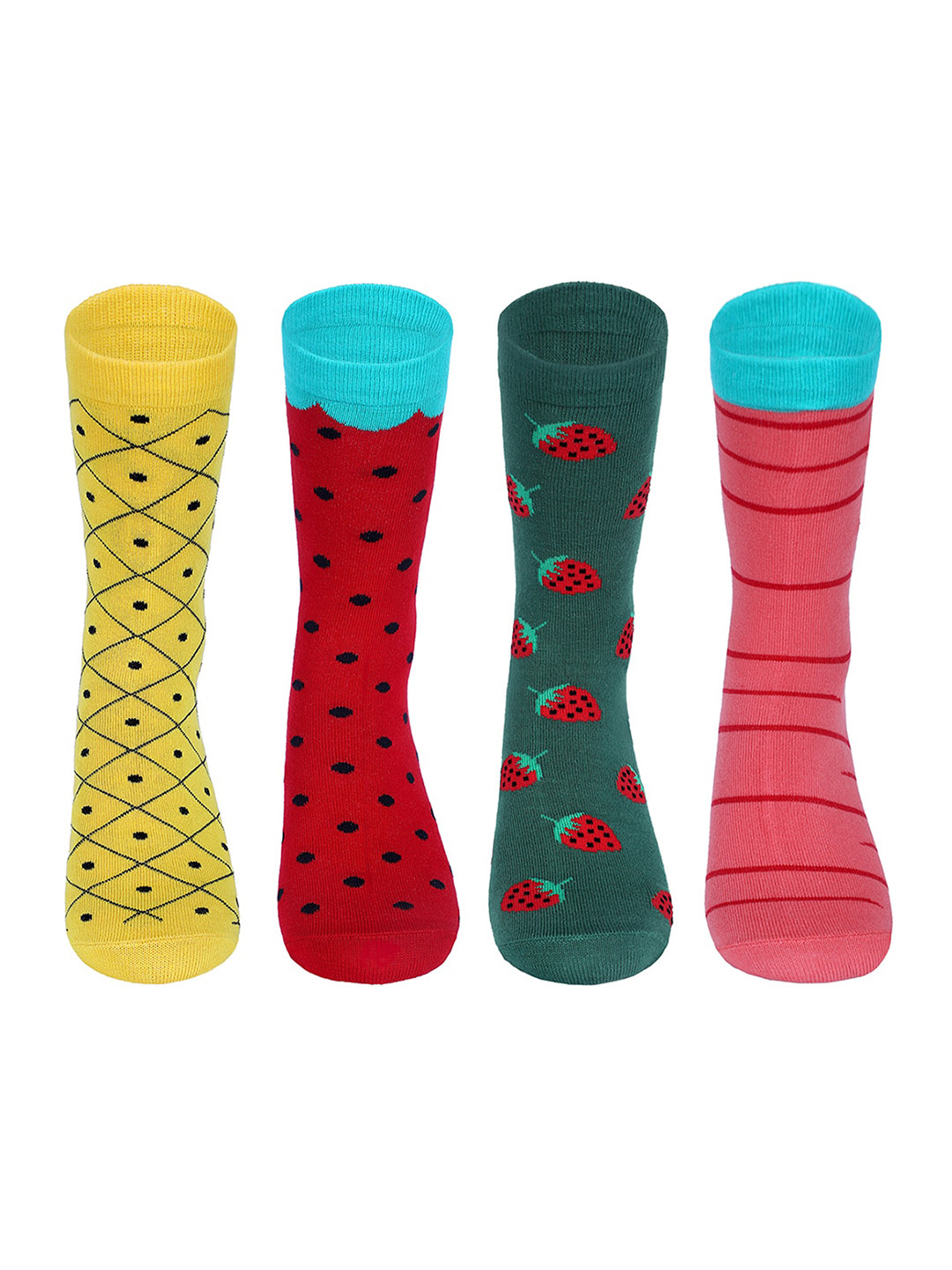 Supersox Women Pack Of 4 Patterned Combed Cotton Crew-Length Socks