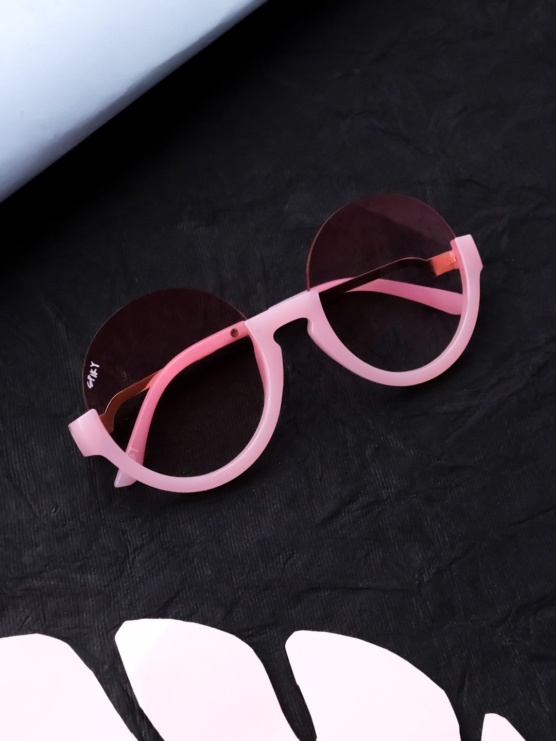 Spiky Unisex Kids Pink UV Protected Round Sunglasses Z2959_PIN_PIN