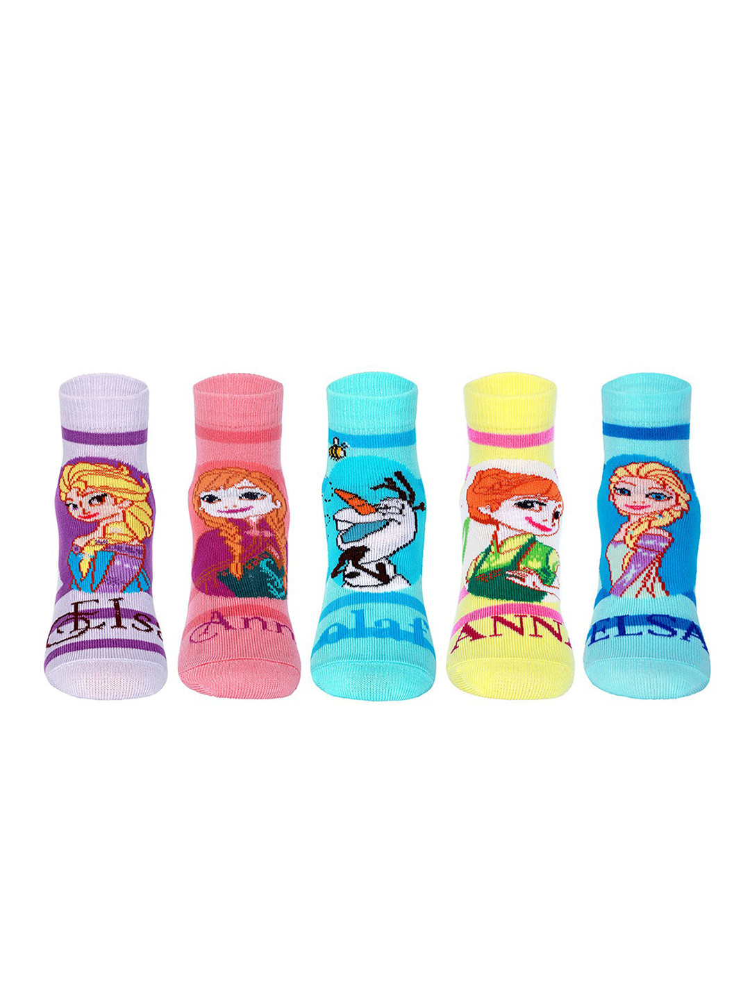 Supersox Pack-5 Girls Disney Frozen Patterned Ankle-Length Socks