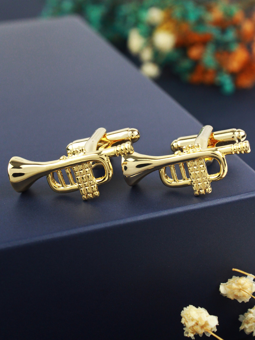 PELUCHE Gold-Toned Golden Trumpet Quirky Cufflink