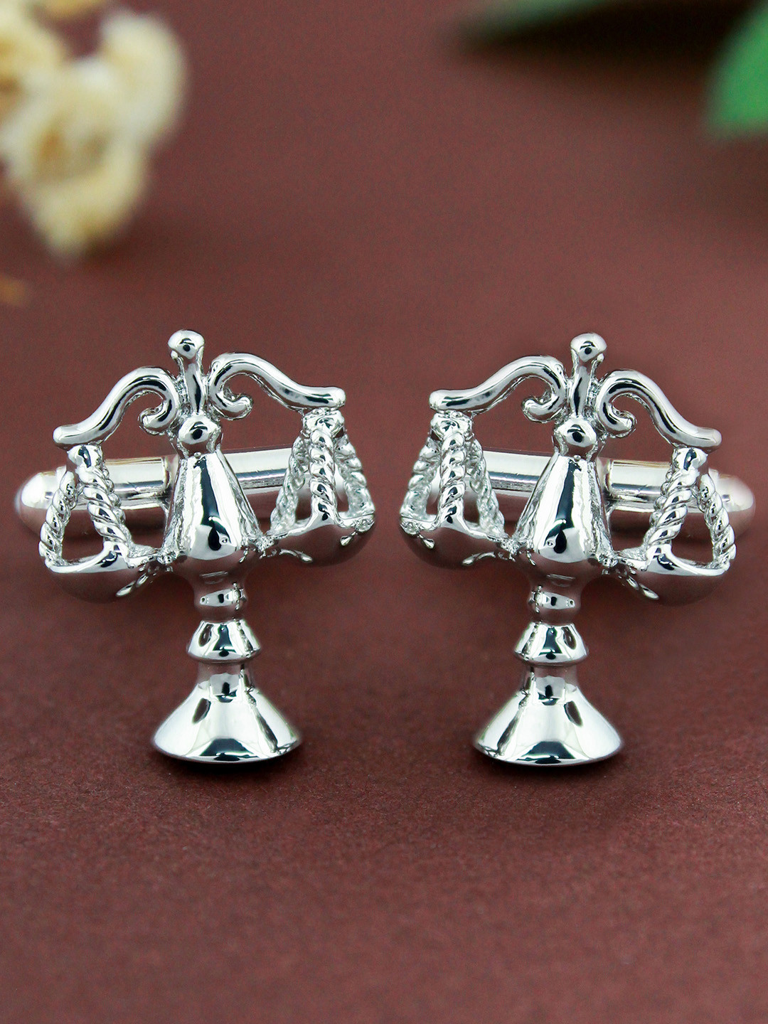 PELUCHE Men Silver-Toned My Fair Gentleman Quirky Cufflinks