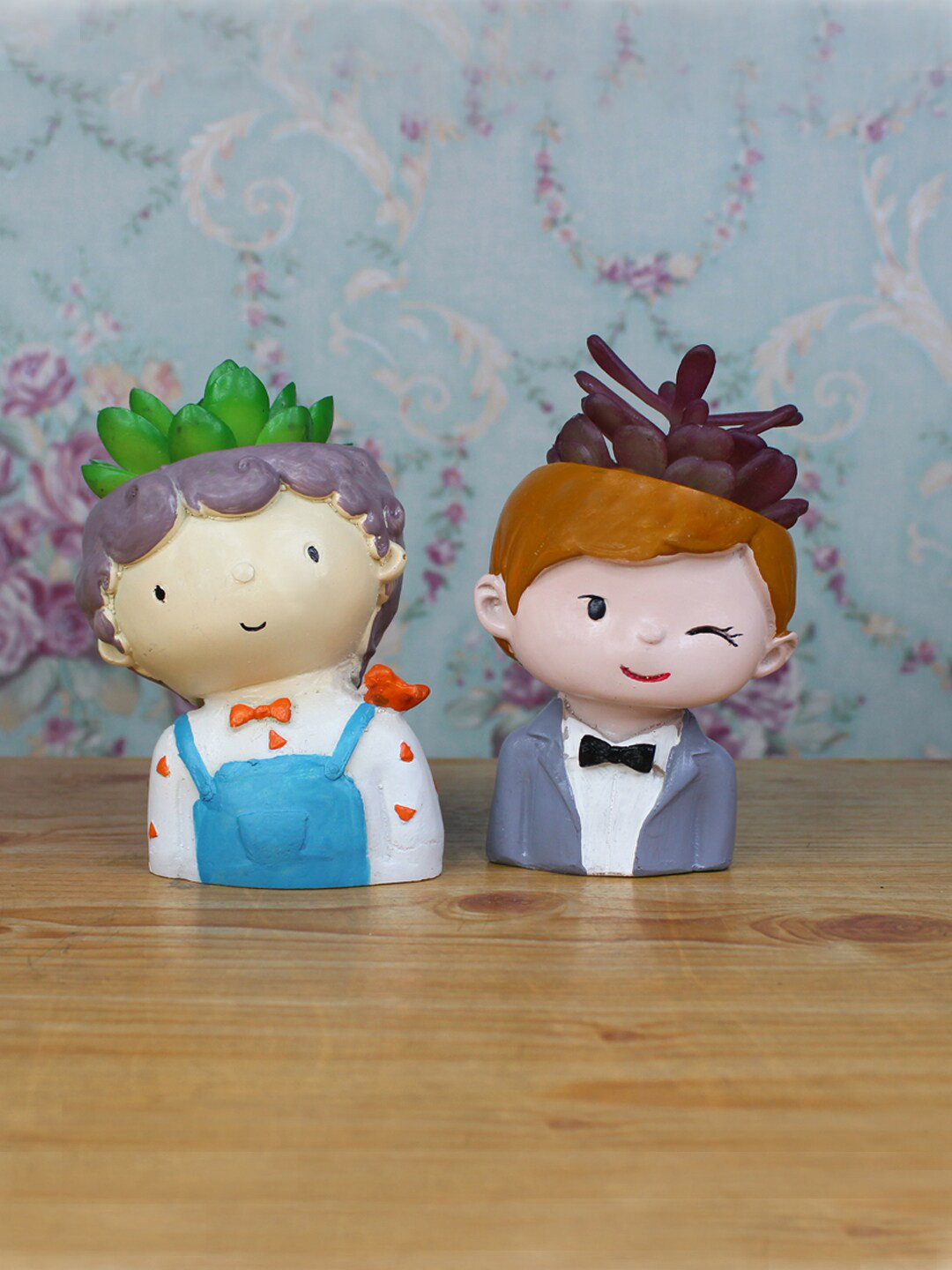 Wonderland Grey & Blue Set of 2 Succulent Planters