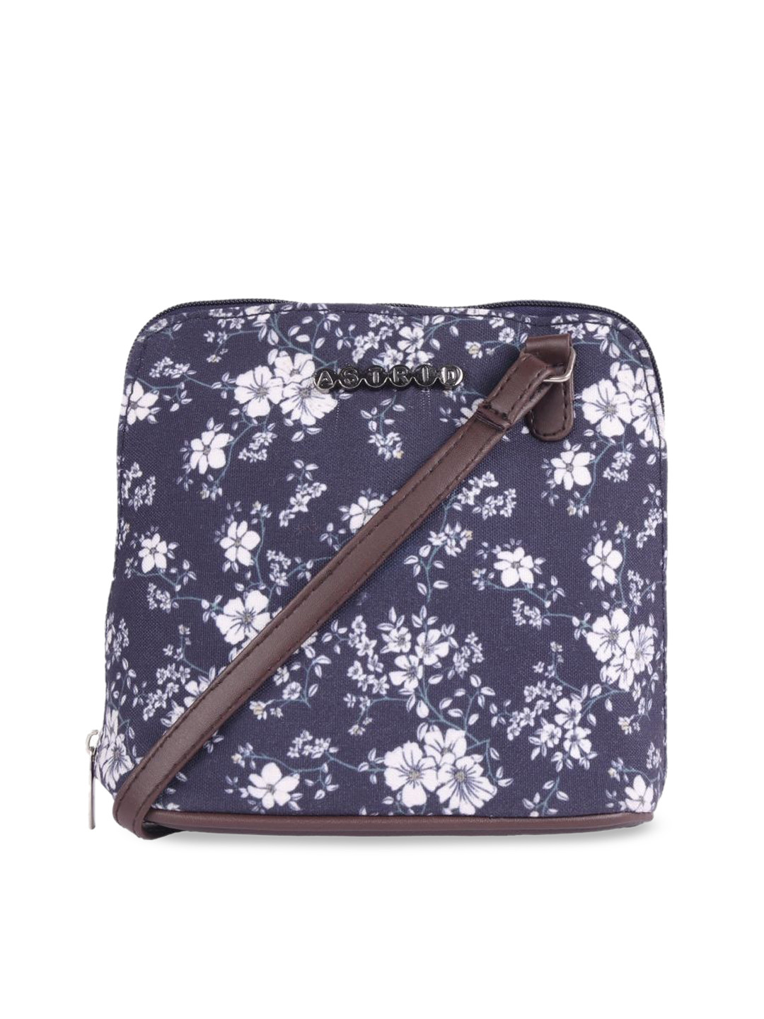 ASTRID Women Blue and White Floral Printed Structured Sling Bag