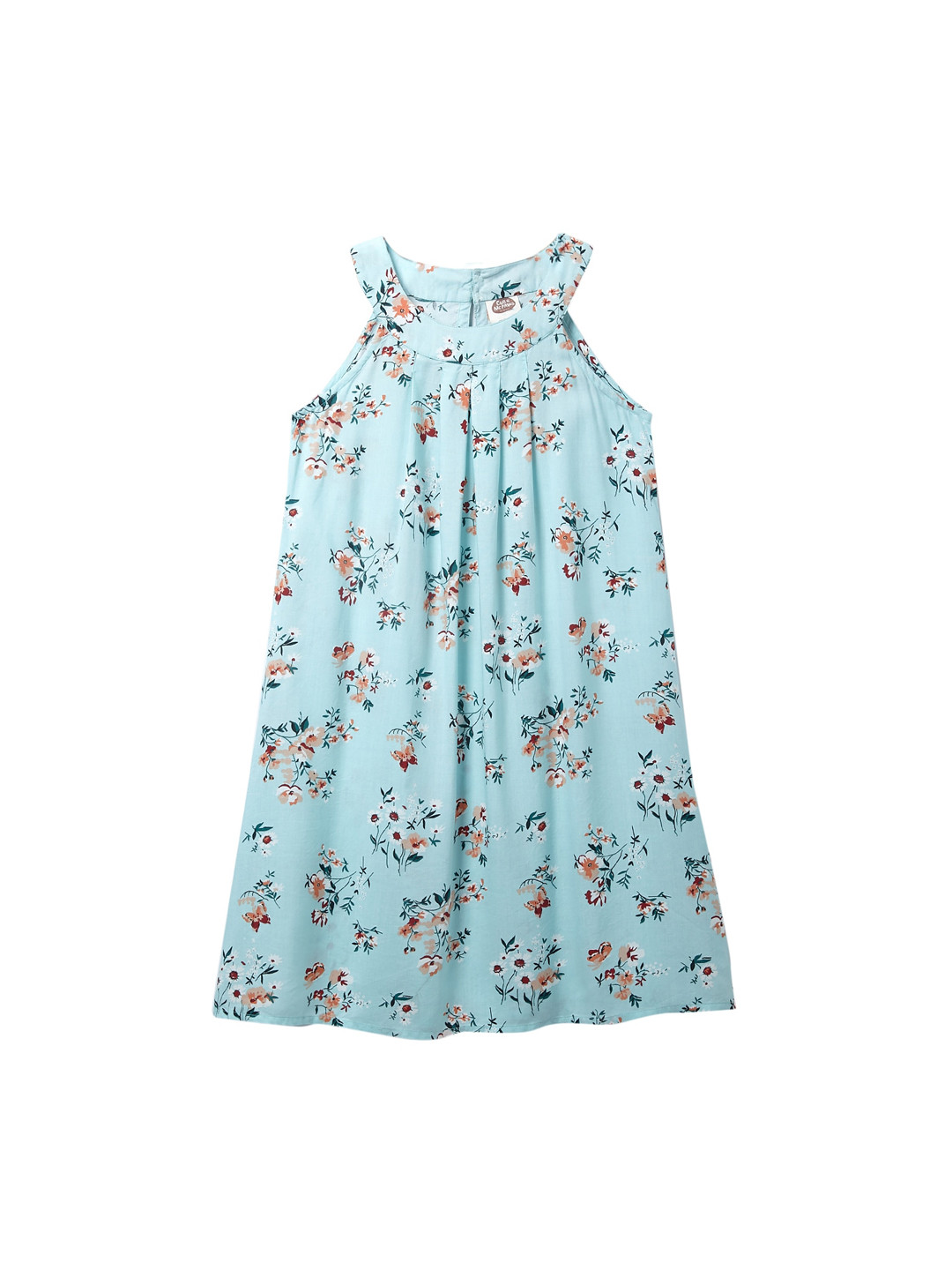 Cub McPaws Girls Blue & Red Floral A-Line Dress