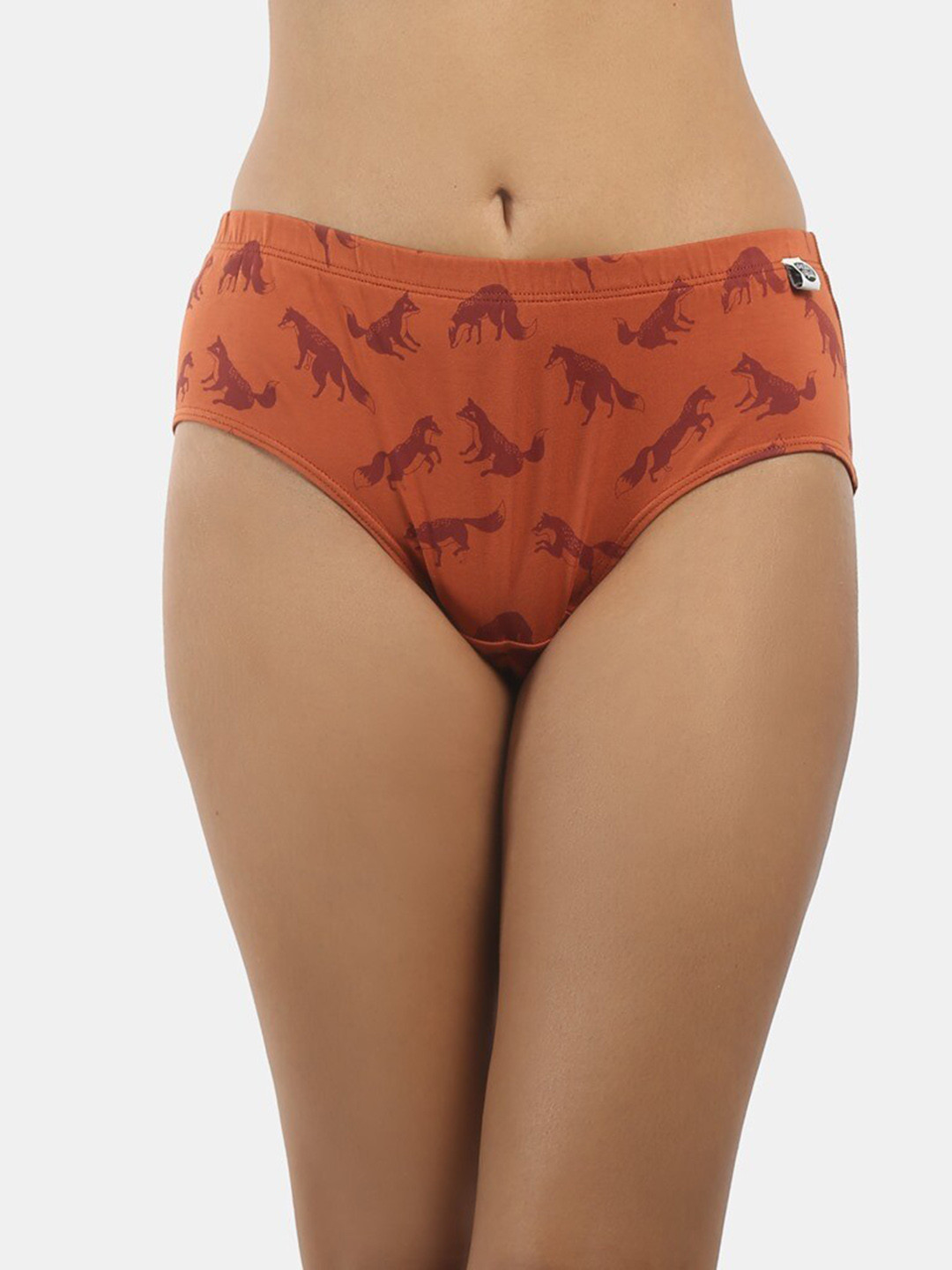 Wear Equal Women Rust-Brown Printed Hipster Briefs  003/BA/AOP